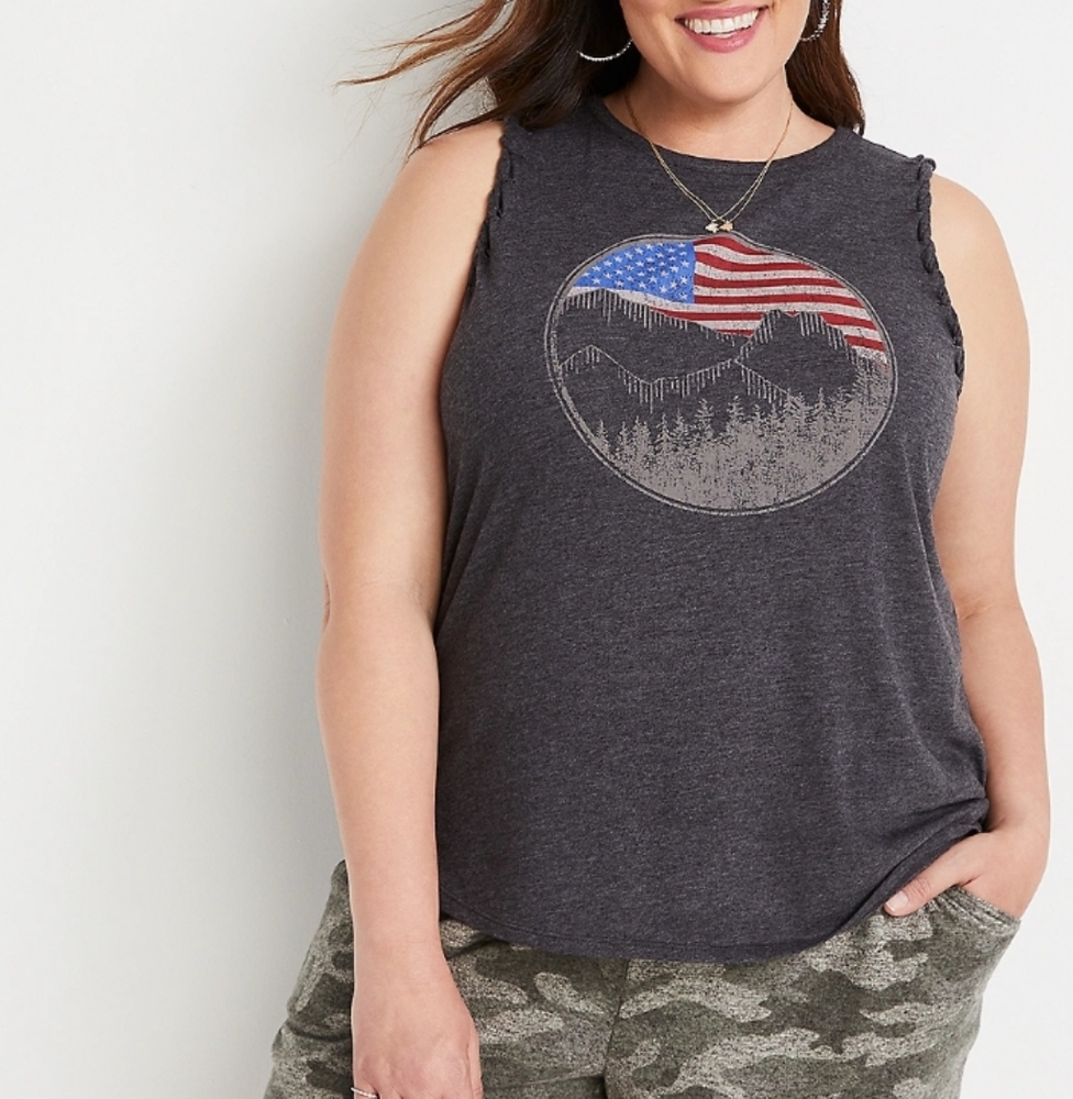 ❤️6 items for $25 sale!!❤️ Flag Mountain Graphic Tank Top